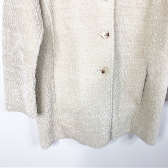 The Kooples Ivory Faux Fur Sherling Button Coat L - Picture 4 of 8